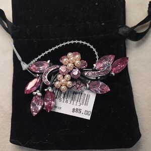 Swarovski Pink and Pearl Brooch